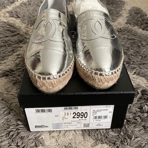 Silver Chanel Espadrilles- Mint Condition